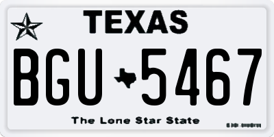 TX license plate BGU5467