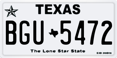 TX license plate BGU5472