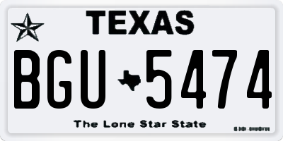 TX license plate BGU5474