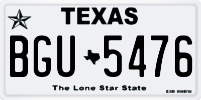 TX license plate BGU5476