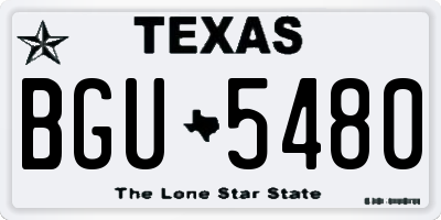 TX license plate BGU5480