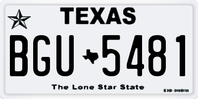 TX license plate BGU5481