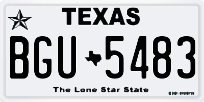 TX license plate BGU5483