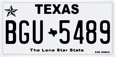 TX license plate BGU5489