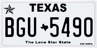 TX license plate BGU5490
