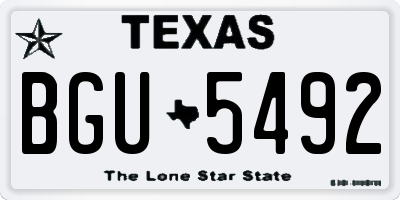 TX license plate BGU5492