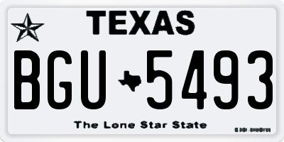 TX license plate BGU5493