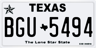 TX license plate BGU5494