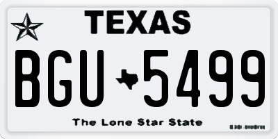 TX license plate BGU5499