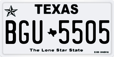 TX license plate BGU5505