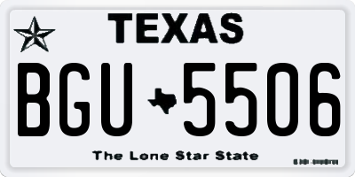 TX license plate BGU5506