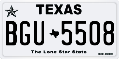 TX license plate BGU5508