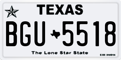 TX license plate BGU5518