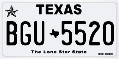 TX license plate BGU5520