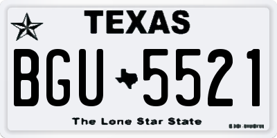 TX license plate BGU5521