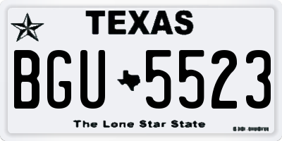 TX license plate BGU5523