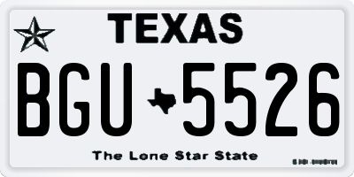 TX license plate BGU5526