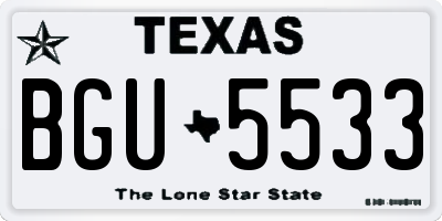 TX license plate BGU5533