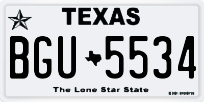TX license plate BGU5534