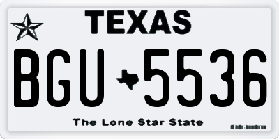 TX license plate BGU5536