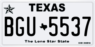 TX license plate BGU5537