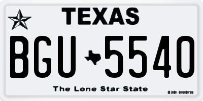 TX license plate BGU5540