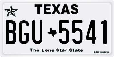 TX license plate BGU5541