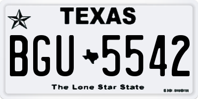 TX license plate BGU5542