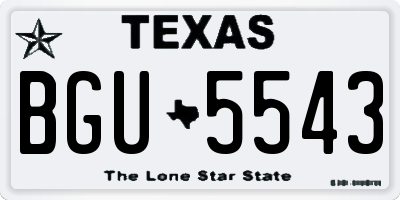 TX license plate BGU5543
