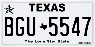 TX license plate BGU5547