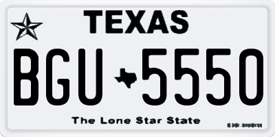 TX license plate BGU5550