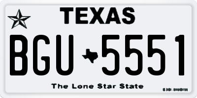 TX license plate BGU5551