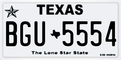TX license plate BGU5554