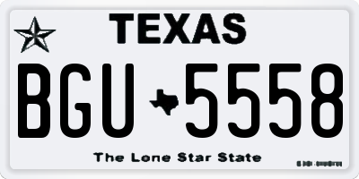 TX license plate BGU5558