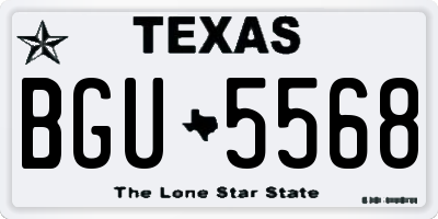 TX license plate BGU5568