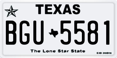 TX license plate BGU5581
