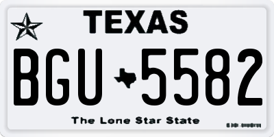 TX license plate BGU5582