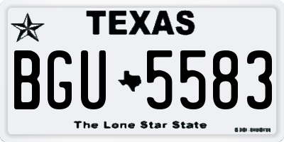 TX license plate BGU5583