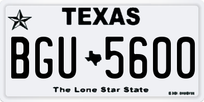 TX license plate BGU5600