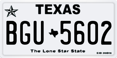 TX license plate BGU5602