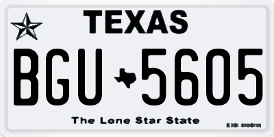 TX license plate BGU5605