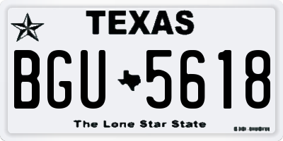 TX license plate BGU5618