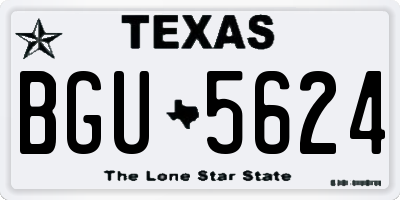 TX license plate BGU5624