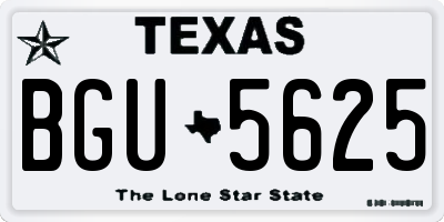 TX license plate BGU5625