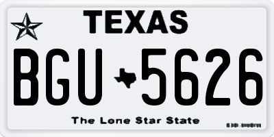 TX license plate BGU5626