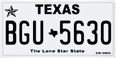 TX license plate BGU5630