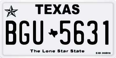 TX license plate BGU5631