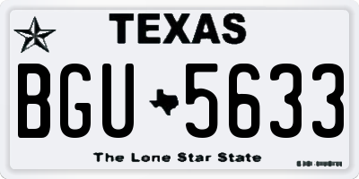 TX license plate BGU5633