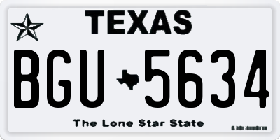 TX license plate BGU5634