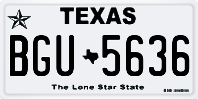 TX license plate BGU5636